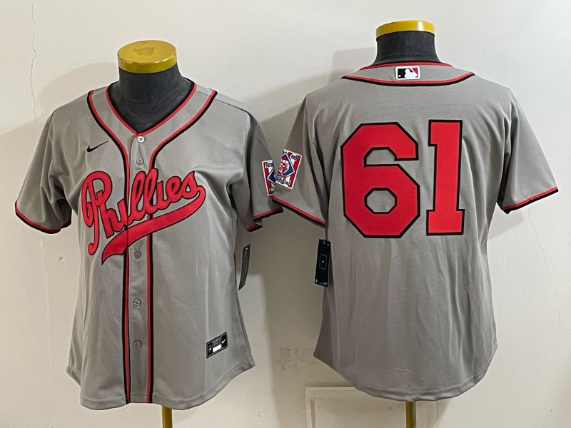 Women 2026 Philadelphia Phillies #61 grey Game Nike MLB Jersey 083000